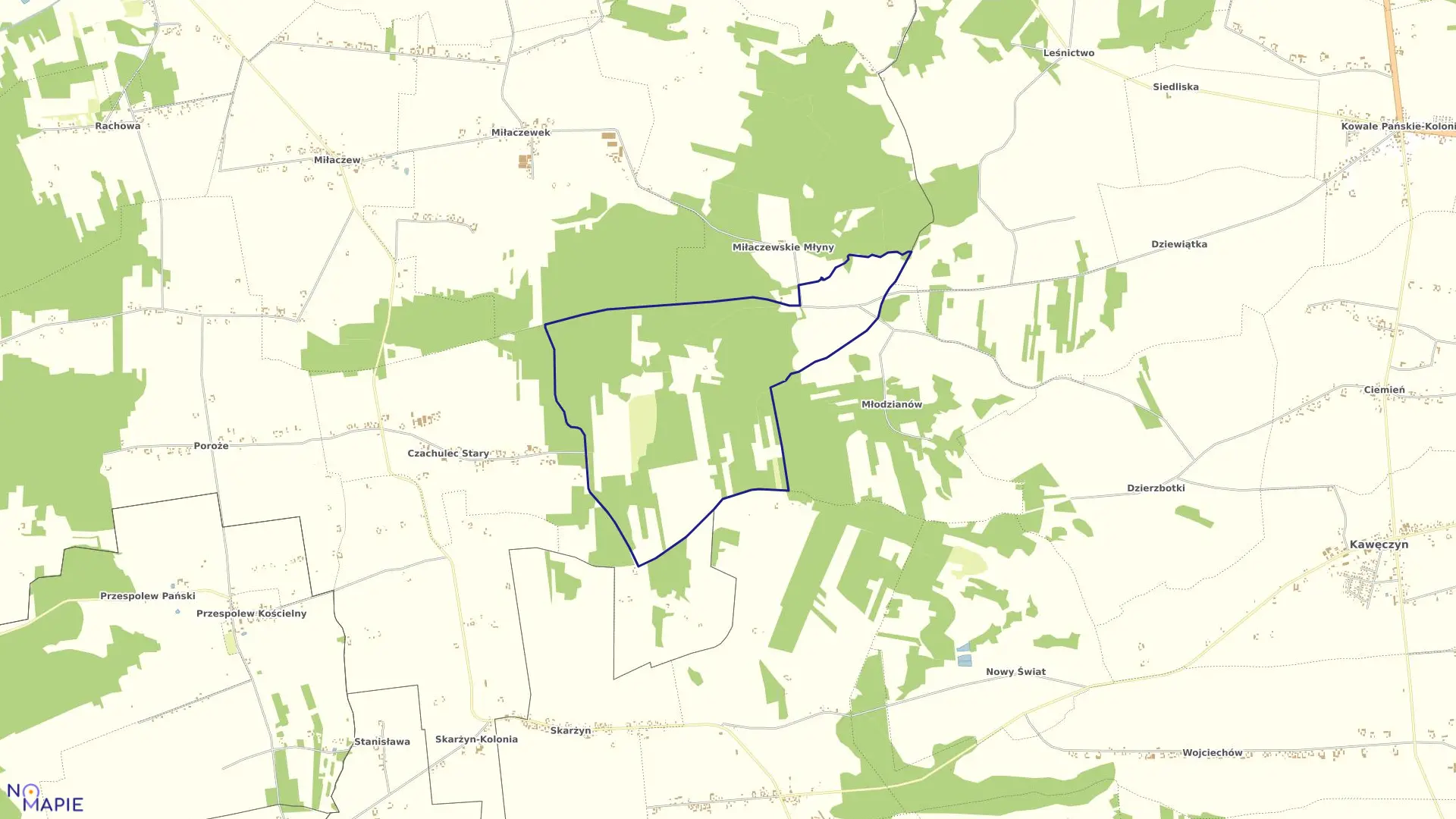 Mapa obrębu Czachulec Nowy w gminie Kawęczyn